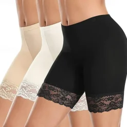 Women's Underwear Shorts Leggings Modal Lace Solid Colored Short Nude Home Outfits