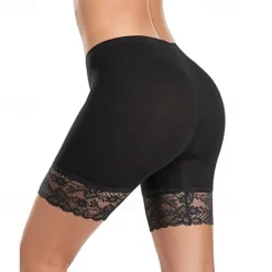 Women's Underwear Shorts Leggings Modal Lace Solid Colored Short Nude Home Outfits