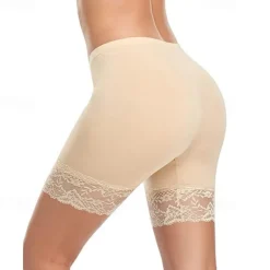 Women's Underwear Shorts Leggings Modal Lace Solid Colored Short Nude Home Outfits