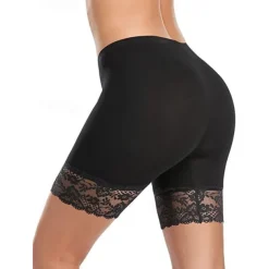 Women's Underwear Shorts Leggings Modal Lace Solid Colored Short Nude Home Outfits