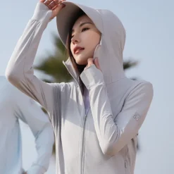 Women's UPF 50+ UV Sun Protection Zip Up Hoodie Long Sleeve Fishing Running Hiking Jacket Summer Outdoor Ventilation Ultraviolet Resistant Front Zipper Stretchy Jacket Climbing Beach Camping Caving