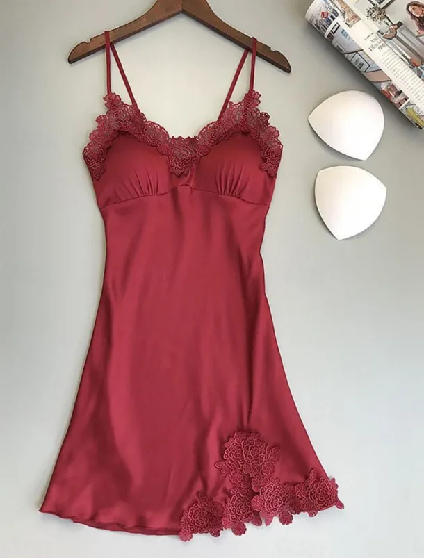 Women's Valentine Leopard Night Dress Sexy Lingerie Chemises Negligees Dress Pure Color Lovers Hot Comfort Home Bed Breathable Straps Sleeveless Backless Summer Spring Home Outfits Date Night Outfit