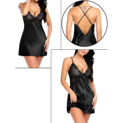 Women's Valentine Night Dress Sexy Lingerie Lace Babydoll Slips Nightwear Home Solid Colored Soft Sweet Light Blue Pink Strap Winter Home Outfits Date Night Outfit