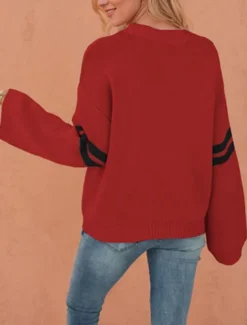 Women's Valentine Sweater Casual Soft Heart Ribbed Crew Neck Knitted Long Sleeve Regular Tops Knit Outdoor Daily Valentine Black White Fall Winter