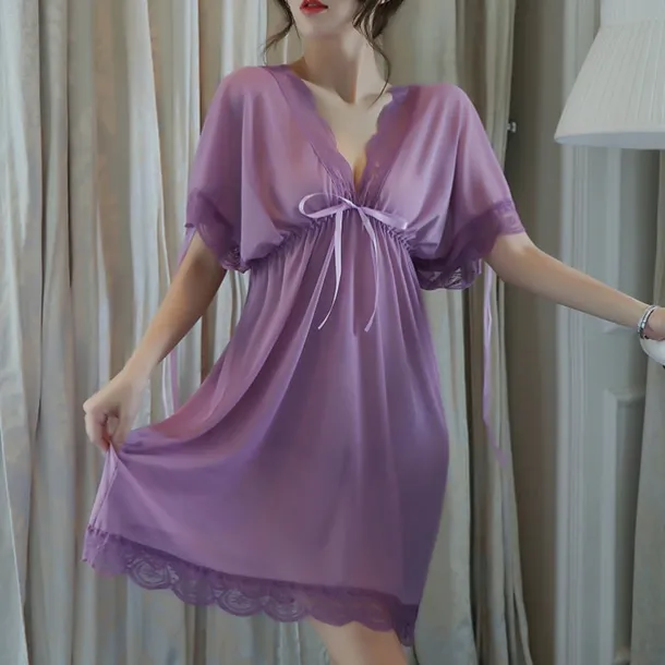 Women's Valentine White Night Dress Sexy Lingerie Lace Bodies Nightwear Solid Colored Comfort Home Bed Breathable Date Night Outfit