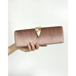 Women's Velvet Clutch Bag with Gold Feather Accent and Chain Strap - Elegant Evening Bag for Formal Events and Parties