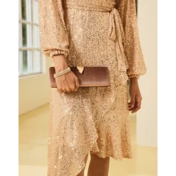 Women's Velvet Clutch Bag with Gold Feather Accent and Chain Strap - Elegant Evening Bag for Formal Events and Parties