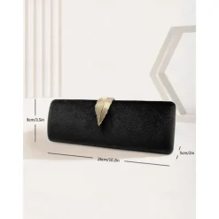Women's Velvet Clutch Bag with Gold Feather Accent and Chain Strap - Elegant Evening Bag for Formal Events and Parties