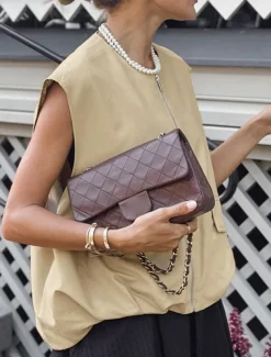 Women's Vest Comfortable Breathable Zipper Pocket Casual Plain Vacation Street Casual Daily Wear Zipper Short V Neck Regular Fit Sleeveless Outerwear Khaki Summer Spring