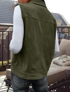 Women's Vest Outdoor Street Daily Wear Fall Winter Regular Coat Regular Fit Thermal Warm Breathable Stylish Casual Jacket Sleeveless Solid Color with Pockets Army Green Khaki