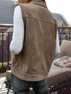 Women's Vest Outdoor Street Daily Wear Fall Winter Regular Coat Regular Fit Thermal Warm Breathable Stylish Casual Jacket Sleeveless Solid Color with Pockets Army Green Khaki