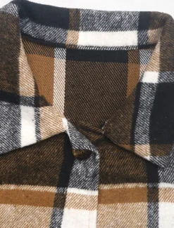 Women's Vest Outdoor Street Daily Wear Fall Winter Long Coat Regular Fit Thermal Warm Breathable Stylish Casual Jacket Sleeveless Stripes and Plaid with Pockets Print Orange Green Khaki