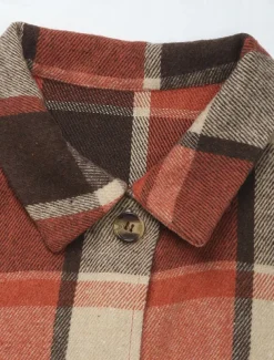 Women's Vest Outdoor Street Daily Wear Fall Winter Long Coat Regular Fit Thermal Warm Breathable Stylish Casual Jacket Sleeveless Stripes and Plaid with Pockets Coffee