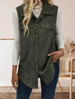 Women's Vest Outdoor Street Daily Wear Fall Winter Regular Coat Regular Fit Thermal Warm Breathable Stylish Casual Jacket Sleeveless Solid Color with Pockets Army Green
