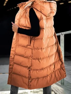 Women's Vest Warm Breathable Buttons Pocket Fashion Casual Street Style Plain Outdoor Vacation Street Daily Wear Single Breasted Long Hoodie Regular Fit Sleeveless Outerwear Black White Sky Blue Fall