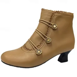 Women's Victorian Black Lace-Trimmed Button Ankle Boots - Perfect for Vintage Themed Events and Casual Elegance