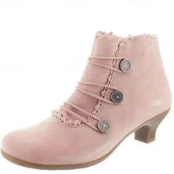 Women's Victorian Black Lace-Trimmed Button Ankle Boots - Perfect for Vintage Themed Events and Casual Elegance