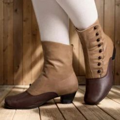 Women's Victorian Brown Leather Buttoned Ankle Boots - Ideal for Vintage Themed Events and Unique Everyday Style