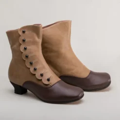 Women's Victorian Brown Leather Buttoned Ankle Boots - Ideal for Vintage Themed Events and Unique Everyday Style