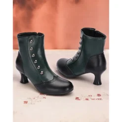 Women's Victorian-Style Buttoned Ankle Boots - Vintage-Inspired Footwear for Elegant Events and Everyday Wear