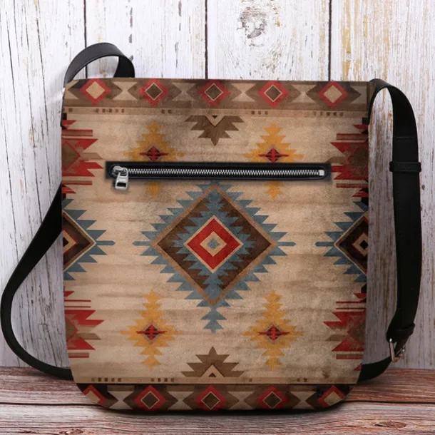 Women's Vintage Bohemian Crossbody Bag with Unique Aztec Print | Perfect for Summer Festivals