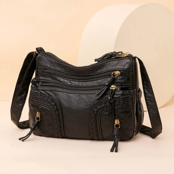 Women's Vintage Brown Faux Leather Shoulder Bag – Boho Crossbody Handbag with Multiple Pockets, Stylish Everyday Purse for Casual & Travel