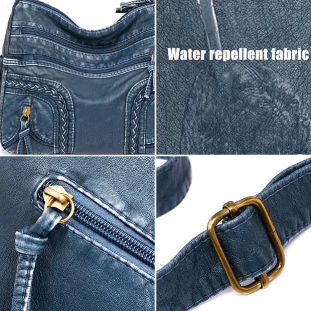 Women's Vintage Brown Faux Leather Shoulder Bag – Boho Crossbody Handbag with Multiple Pockets, Stylish Everyday Purse for Casual & Travel