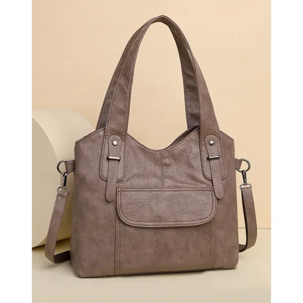 Women's Vintage Brown Faux Leather Tote Bag with Dual Handles and Adjustable Crossbody Strap – Spacious and Stylish for Everyday Use