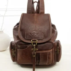 Women's Vintage Faux Leather Backpack with Multiple Pockets and Buckle Closure - Stylish and Functional for Everyday Use