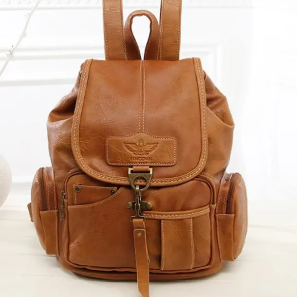 Women's Vintage Faux Leather Backpack with Multiple Pockets and Buckle Closure - Stylish and Functional for Everyday Use