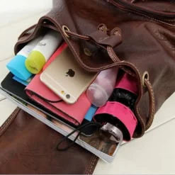 Women's Vintage Faux Leather Backpack with Multiple Pockets and Buckle Closure - Stylish and Functional for Everyday Use