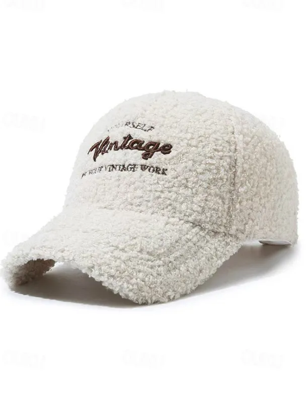 Women's Vintage Faux Sherpa Baseball Cap – Cozy Winter Hat for Stylish Casual Outdoor Wear