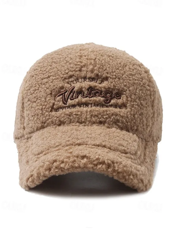 Women's Vintage Faux Sherpa Baseball Cap – Cozy Winter Hat for Stylish Casual Outdoor Wear