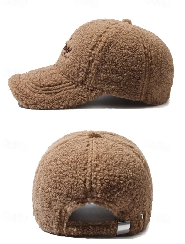 Women's Vintage Faux Sherpa Baseball Cap – Cozy Winter Hat for Stylish Casual Outdoor Wear