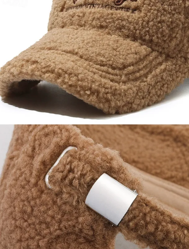 Women's Vintage Faux Sherpa Baseball Cap – Cozy Winter Hat for Stylish Casual Outdoor Wear