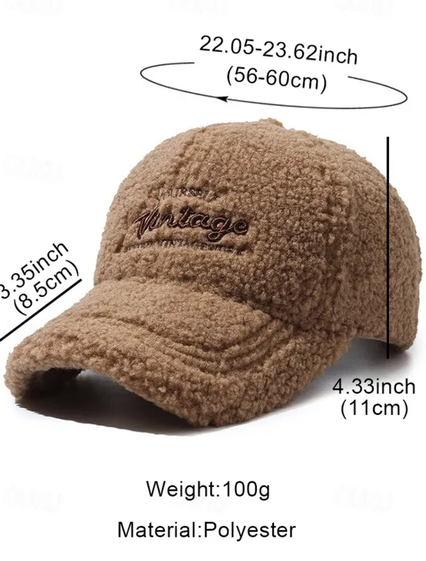 Women's Vintage Faux Sherpa Baseball Cap – Cozy Winter Hat for Stylish Casual Outdoor Wear