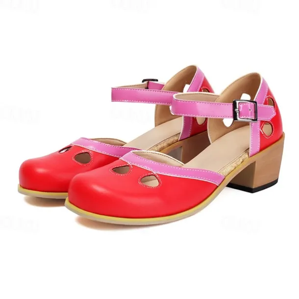 Women's Vintage Green Mary Jane Faux Leather Heels with Cutout Design and Adjustable Strap – Comfortable Retro Block Heel Shoes for Casual and Formal Occasions