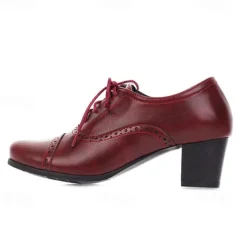 Women's Vintage Oxford Heeled Shoes – Lace-Up Brogue Pumps for Office, Formal & Daily Wear