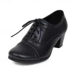 Women's Vintage Oxford Heeled Shoes – Lace-Up Brogue Pumps for Office, Formal & Daily Wear