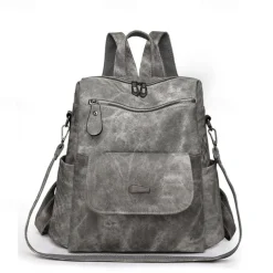 Women's Vintage Suede-Look Faux Leather Backpack Purse – Convertible Shoulder Bag with Front Flap Pocket for Work, Travel, or Daily Use