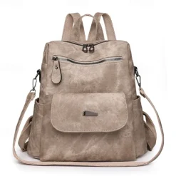 Women's Vintage Suede-Look Faux Leather Backpack Purse – Convertible Shoulder Bag with Front Flap Pocket for Work, Travel, or Daily Use