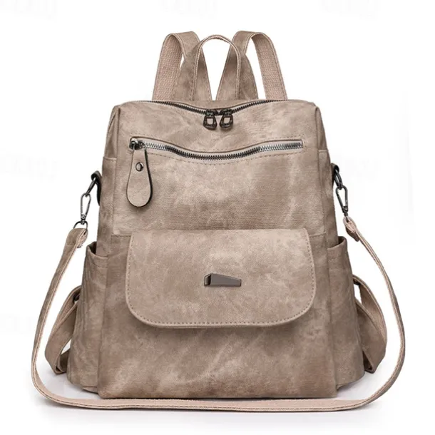 Women's Vintage Suede-Look Faux Leather Backpack Purse – Convertible Shoulder Bag with Front Flap Pocket for Work, Travel, or Daily Use