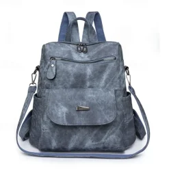 Women's Vintage Suede-Look Faux Leather Backpack Purse – Convertible Shoulder Bag with Front Flap Pocket for Work, Travel, or Daily Use