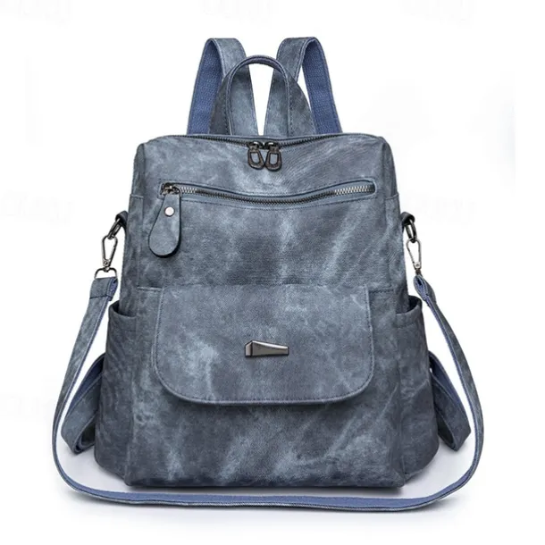 Women's Vintage Suede-Look Faux Leather Backpack Purse – Convertible Shoulder Bag with Front Flap Pocket for Work, Travel, or Daily Use