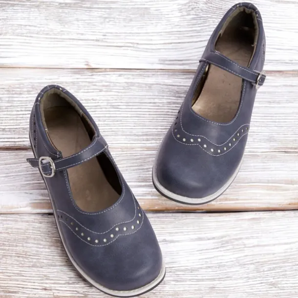 Women's Vintage-Style Mary Jane Shoes with Buckle Strap – Comfortable Retro Faux Leather Flats for Casual Wear