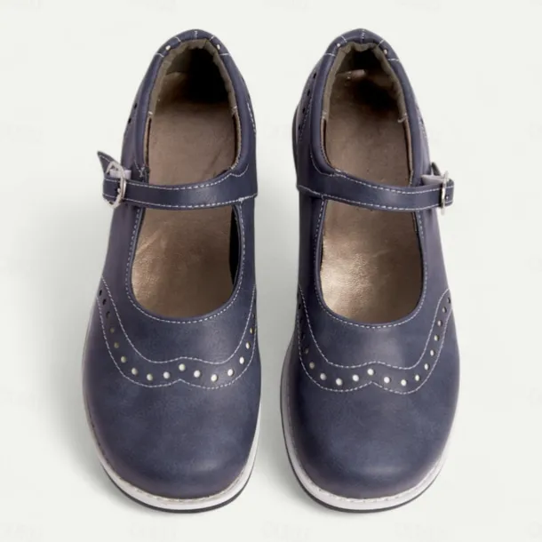 Women's Vintage-Style Mary Jane Shoes with Buckle Strap – Comfortable Retro Faux Leather Flats for Casual Wear