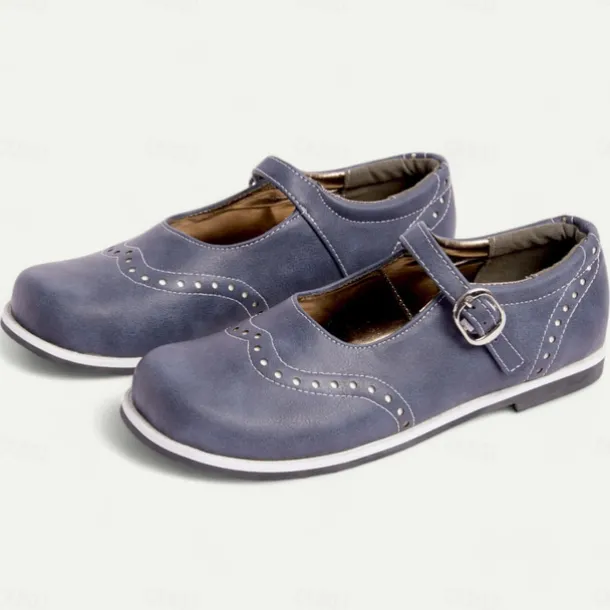 Women's Vintage-Style Mary Jane Shoes with Buckle Strap – Comfortable Retro Faux Leather Flats for Casual Wear