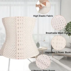 Women's Waist Trainer Shapewears Tummy Control Push Up Front Close Office Yoga Running Gym Plus Size Sport Breathable Solid Color Hook & Eye Home Outfits