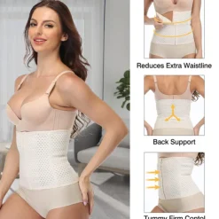 Women's Waist Trainer Shapewears Tummy Control Push Up Front Close Office Yoga Running Gym Plus Size Sport Breathable Solid Color Hook & Eye Home Outfits