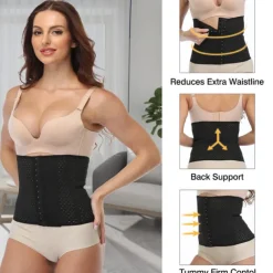 Women's Waist Trainer Shapewears Tummy Control Push Up Front Close Office Yoga Running Gym Plus Size Sport Breathable Solid Color Hook & Eye Home Outfits